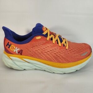 Hoka One One Clifton 8 Shoes Womens 9.5B Fiesta Orange Running Gym 1119394 FBLN